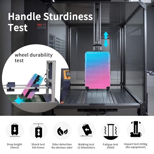 Merax Hardshell Luggage Set,3-Piece Gradient Travel Suitcases,Blue & Red - color: Gradient Blue Red, size: 3 Piece(20/24/28)