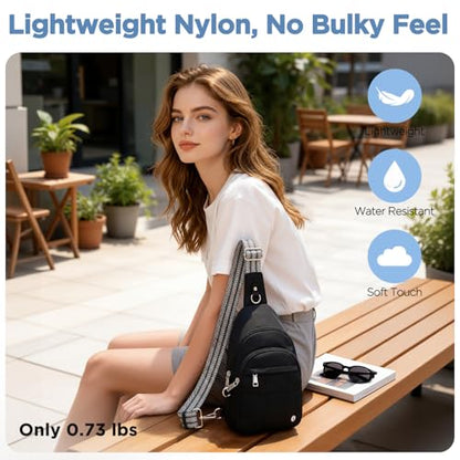 Anti Theft Sling Bag for Women, RFID Crossbody Purse Travel Black - color: Black
