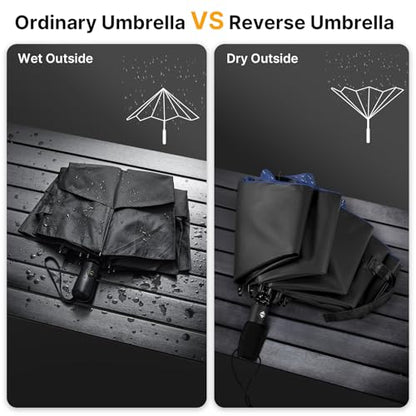 G4Free 46 Inch Inverted Umbrella Windproof Travel Umbrella for Rain & Sun - color: Blue