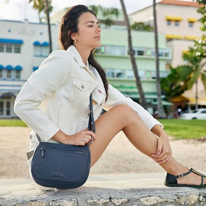 Travelon Anti-Theft Metro Saddle Crossbody - color: Navy Heather