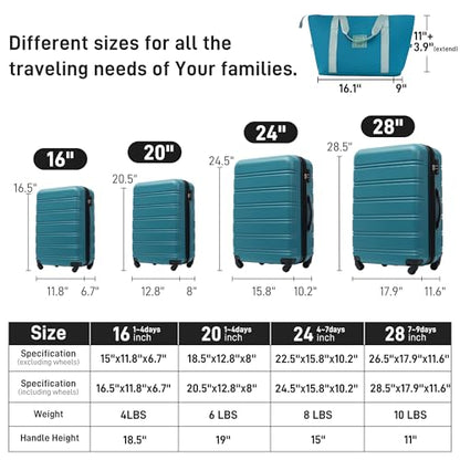 Merax Hardshell Luggage Set,13 Piece Expandable Travel Luggage Set,Blue - color: Blue, size: 13 Piece(16/20/24/28/DB/TB/Packing Cube)