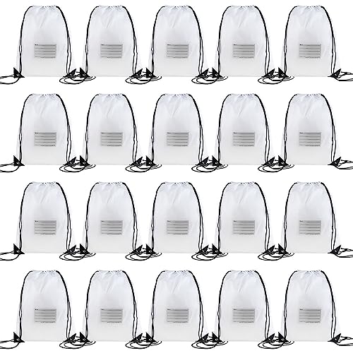 CODOBON 20 Pcs Drawstring Bags,Bulk Draw String Backpack, Cinch Bag Sackpack for Travel Gym Sport, White - color: White