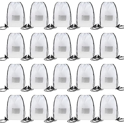 CODOBON 20 Pcs Drawstring Bags,Bulk Draw String Backpack, Cinch Bag Sackpack for Travel Gym Sport, White - color: White