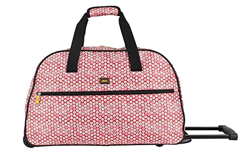 LUCAS Designer Carry On Luggage Collection - Lightweight Pattern 22 Inch Duffel Bag- Weekender Overnight Business Travel Suitcase with 2- Rolling Spinner Wheels (SEA FORM) (RED)… - color: RED