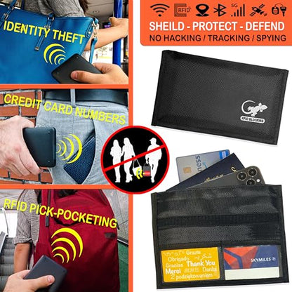 Gecko Travel Tech Faraday Bag Anti-Tracking GPS RFID Car Key Signal Blocker Wallet Shielding Pouch Protective Case for Cell Phone Car Key FOB, Data Privacy, Electronic Device Security (BLACK - NYLON) - color: BLACK - NYLON