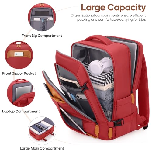 Carry on Luggage, Suitcase Set 3Piece with Backpack YKK zippers - color: Red