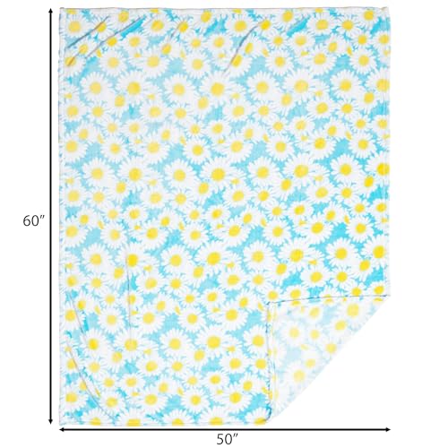Carstens, Inc. Travel Blanket, Premium Compact 2-in-1 Airplane Blanket/Pillow, Blue Daisy Floral - color: Blue Daisy Floral