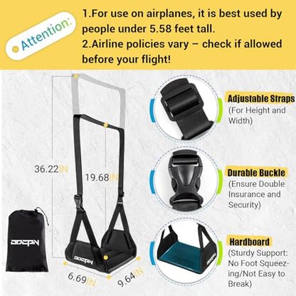 2-Pack Foot Hammock Plane Travel, No Collapse Thickened Bamboo Foot Rest - color: Black