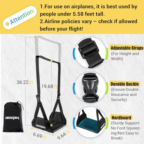 2-Pack Foot Hammock Plane Travel, No Collapse Thickened Bamboo Foot Rest - color: Black