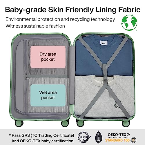 mixi Luggage Suitcase with Spinner Wheels, Hardside Rolling Suitcase PC with Cover & TSA Lock Lightweight Travel Case 26in Checked in, Avocado Green - color: Avocado Green, size: 26 Inch