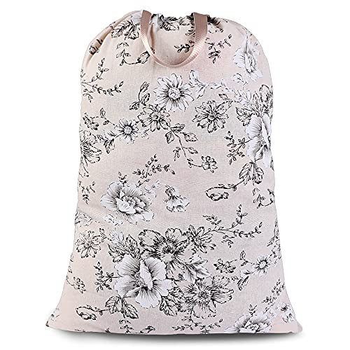 Sanlykate Extra Large Laundry Bag with Drawstring Closure and Handle, 28 x 40 Inch Heavy Duty Travel Dirty Clothes Bag for Laundromat and Household, Black Peony - color: Black Peony