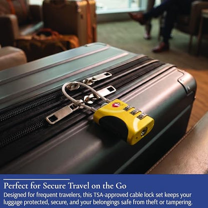 Brookstone Cable Luggage Locks, 2 Pack, TSA Approved, Resettable - color: Lemon Yellow