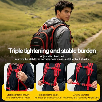 15L Hiking Backpack Small Travel Camping Packable for Men Women，Red - color: Red