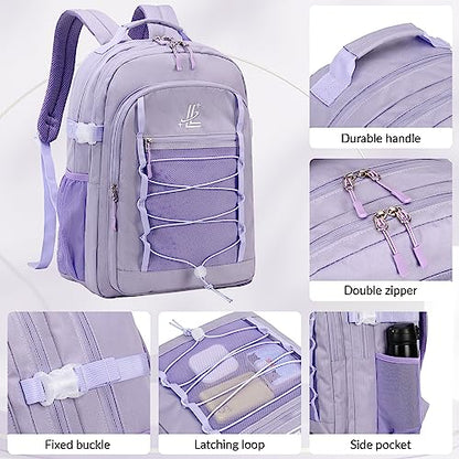 Lanola Basic Multi-Pocket Multipurpose Casual Backpack Water Resistant Bag for Business Travel Hiking Daypack - Dark Blue - color: Dark Blue