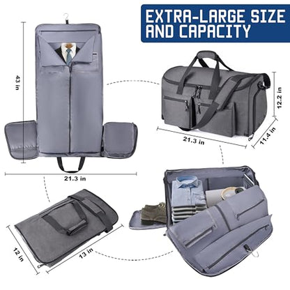HILOMON 2 in 1 Garment Duffle Bags for Travel Mens Carry-on Duffel Bag - color: Grey