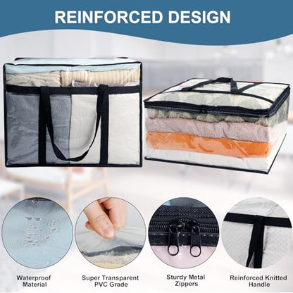 6Pack Clear Blanket Storage Bags Comforter Clothes Storage Moving Bag, 60L - size: 6X60L
