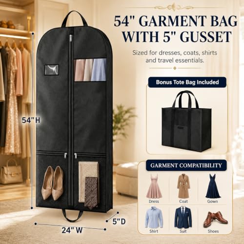 Coat Covers for Closet, 54-Inch Breathable Organizer for Uniforms - style: Garmentbag 54INCH 1 pack