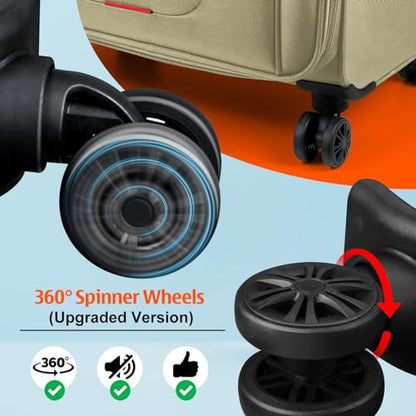 Verdi Luggage 2 Piece Set Suitcase Spinner Wheels Softshell Expandable, Carry On Luggage with USB Port (Khaki, 2-Piece set(20/24)) - color: Khaki, size: 2-Piece set(20/24)