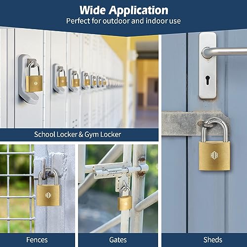 HOX Solid Brass Keyed-Alike Padlock, Hardened Steel Shackle, 30mm, 12-Pack - size: 12Pack