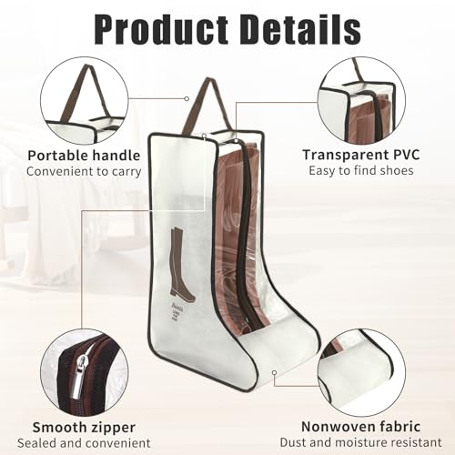 2 Pack Boot Storage Bag, Portable Dust Proof Boot Bags for Cowboy Boots - color: 2 Pack Beige