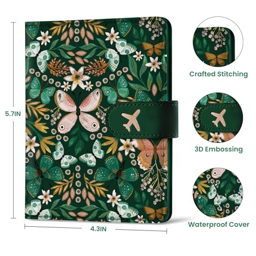 Passport Holder for Travel, RFID Blocking Wallet with Magnetic Closure - color: O-Bloom