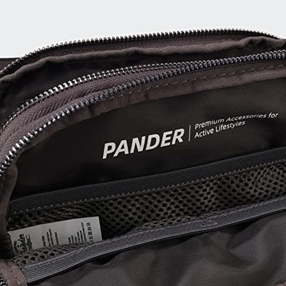 Pander Nylon Fanny Pack Belt Bag for Women with 5 Zipper Pockets - color: Dim Grey