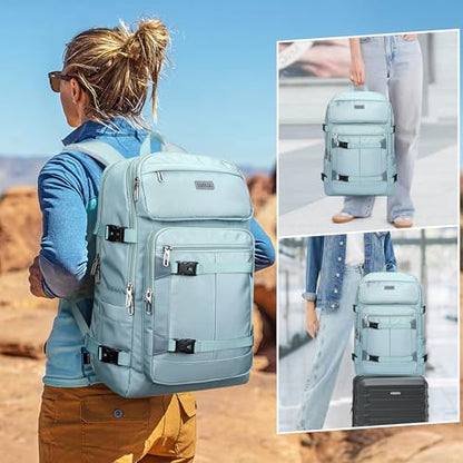 PIJUSHI Travel Backpack 35L Carry On Backpack Flight Approved - color: Teal Blue