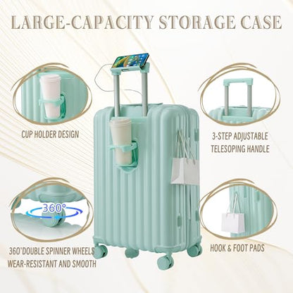 Luggage Set, ABS Hardshell Suitcase Spinner Wheel with Combination Lock - color: Vertical stripes blue, size: 20/24/28 Inch