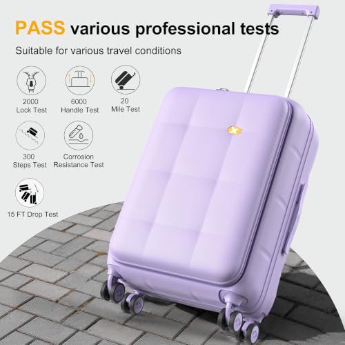 MGB 26 Inch Large Expandable Checked Luggage Hard Shell Suitcase (Purple) - color: Purple, size: 26 inch