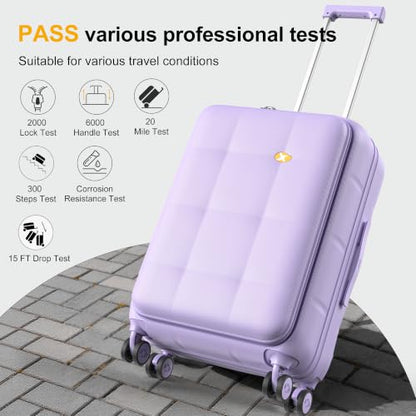 MGB 26 Inch Large Expandable Checked Luggage Hard Shell Suitcase (Purple) - color: Purple, size: 26 inch