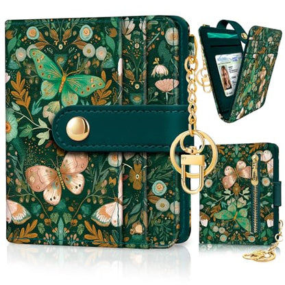 Jogjam Butterfly Green Rfid Women Wallet, Small Slim Credit Card Holder - color: Butterfly Green
