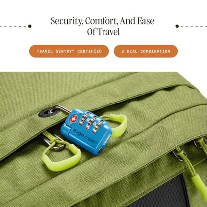 Eagle Creek Travel Safe TSA Lock, 3 Dial Combination, Graphite | Lock for Suitcase, Duffel Bag, and Backpack Security, Travel Sentry Certified, Keep Your Belongings Secure