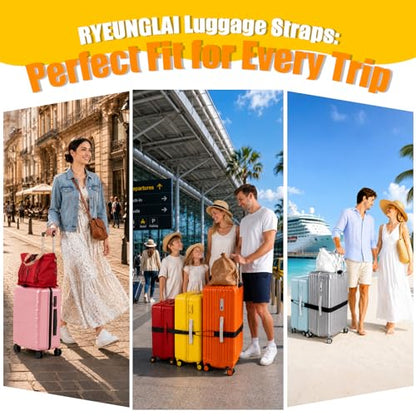 Luggage Straps Suitcases, Adjustable 3 PCS (1 Long + 2 Short) Storage Bag