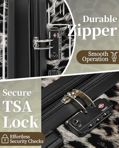 Carry On Luggage 22x14x9 Airline Approved, Suitcases with Wheels - color: Cheetah, size: S(carry-on-20")