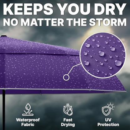 Royal Walk Compact Travel Umbrella for Rain, Windproof, Small & Portable - color: Purple