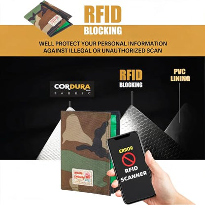 Rough Enough RFID Passport Holder, Slim Travel Wallet for Family, Camo - color: Camo