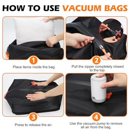 Fantictas Vacuum Bags for Travel, 2x24L Compression Bags with Wireless Pump - size: 2PACK-24L