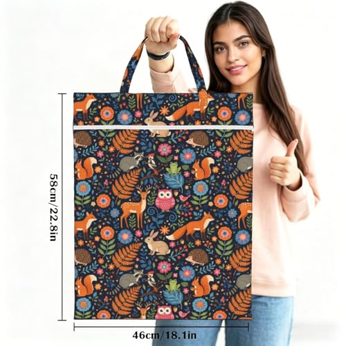 Forest Animal Travel Laundry Bag Washable Dirty Clothes Bag for Gym - color: Forest Animal