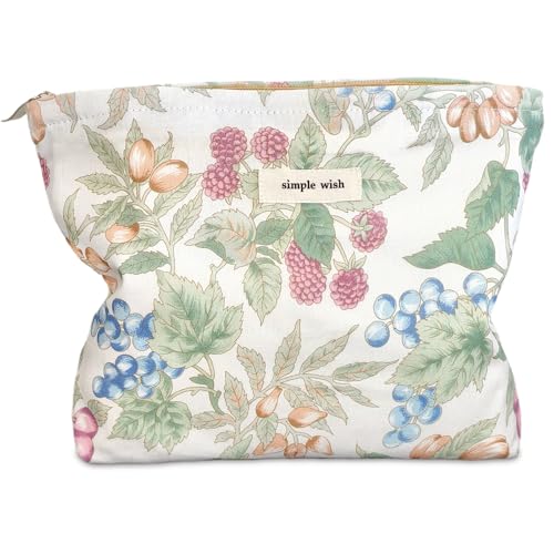 STARDW Aesthetic Floral Makeup Bag Cute Small Cosmetic Bags for Women Girls, Travel Toiletry Bag Large Capacity Zipper Makeup Pouch, Purse Organizer Pouches (Berry) - color: Berry