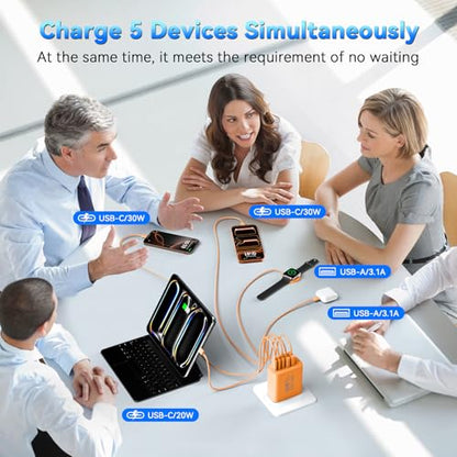 USB C 고속 충전기 블록, 60W 아이폰 USB 타입 C 벽 충전 전원 블록 - color: 오렌지-3팩