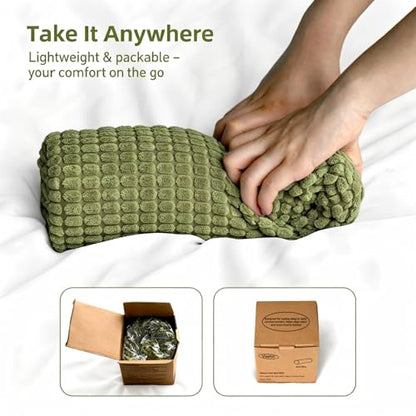 Cervical Pillow for Neck Pain, Memory Foam Neck Roll – Green - color: Green