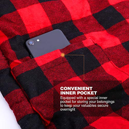 REDCAMP Cotton Flannel Sleeping Bag for Camping Backpacking, Adults Cold Weather Envelope Sleeping Bags with 2/3/4/6lbs Filling - color: Red Plaid with 3lbs Filling