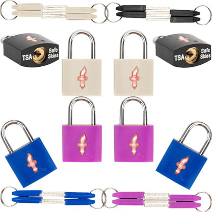 Safe Skies Keyed Alike TSA Lock 8-Pack, 4 Colors - color: 8/black/blue/white/juice
