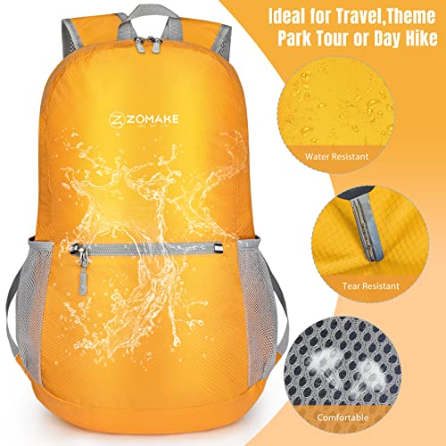 ZOMAKE Lightweight Packable Backpack, Foldable Small Travel Day Pack - color: Yellow