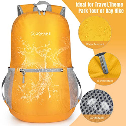 ZOMAKE Lightweight Packable Backpack, Foldable Small Travel Day Pack - color: Yellow