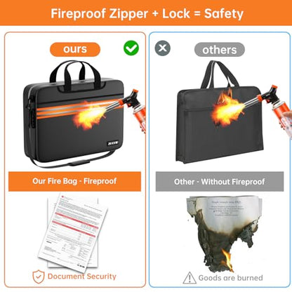 Accordion File Organizer with Lock, Fireproof Document Bag, Black - size: Legal Size, style: Orange Reflective Strip