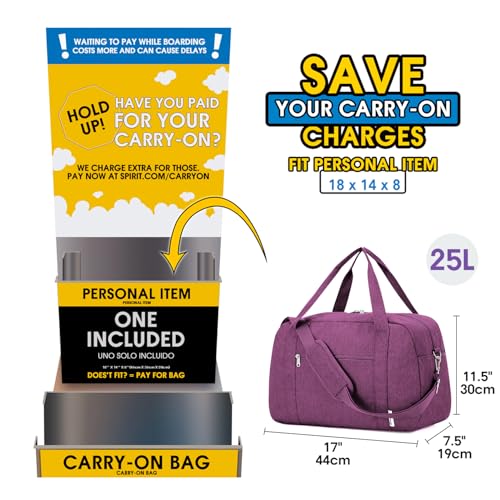Narwey Carry on Duffle Bag Underseat for Airplane, Personal Item Travel Bag - color: Dark Purple, size: Small without laptop compartment