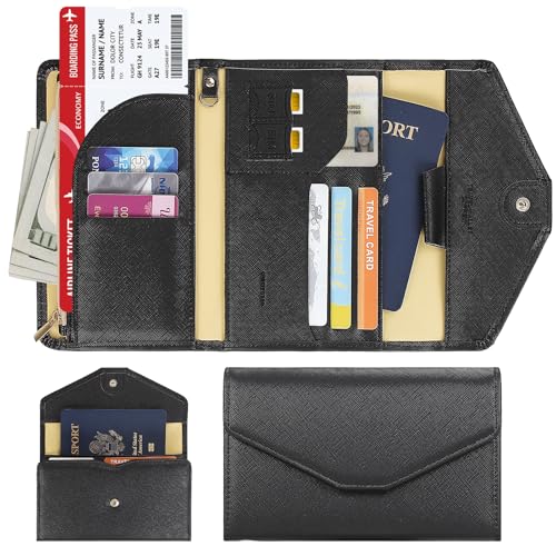 ZOPPEN Passport Holder Travel Wallet Organizer for Women,Black - color: Black