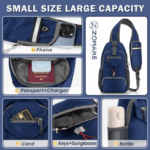 ZOMAKE Sling Bag, Cross Body Bag Shoulder Bag Anti-Theft(Dark Blue) - color: Dark Blue