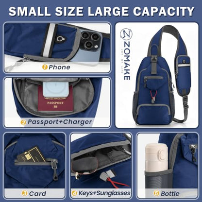 ZOMAKE Sling Bag, Cross Body Bag Shoulder Bag Anti-Theft(Dark Blue) - color: Dark Blue